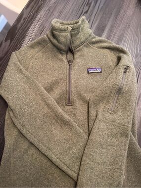 Patagonia Olive Zip-Up Fleece Pullover